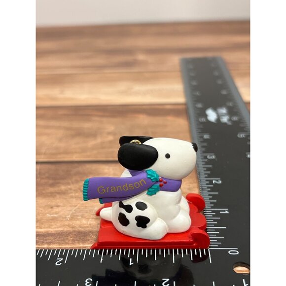 1996 HALLMARK KEEPSAKE ORNAMENT QX5699 GRANDSON PUPPY ON SLED - Picture 8 of 9